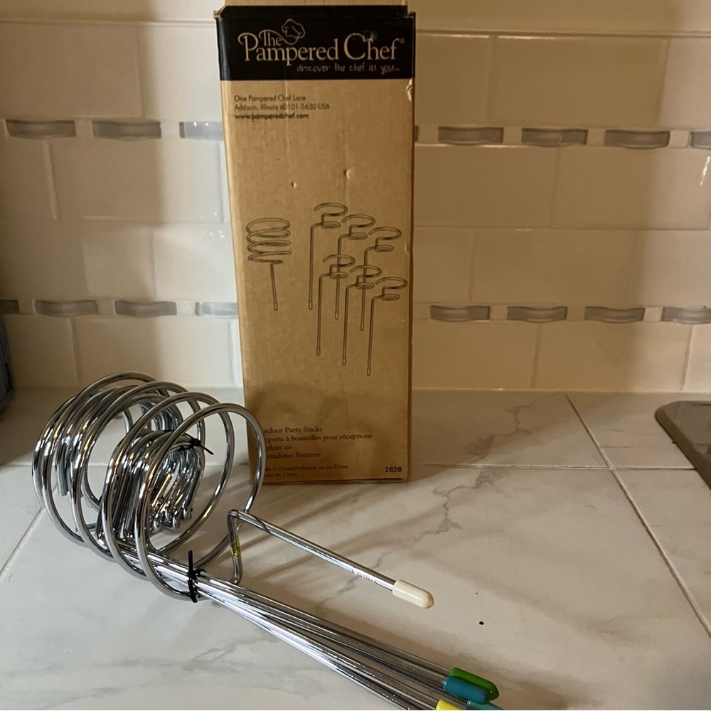 Pampered Chef Chrome outdoor party sticks. Like new!